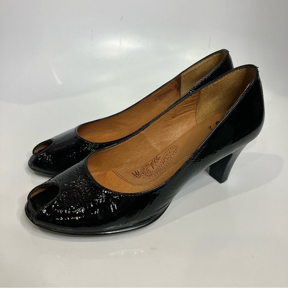 Sofft black patent leather heels pumps peep toe size 7.5 dressy black tie - Picture 4 of 10